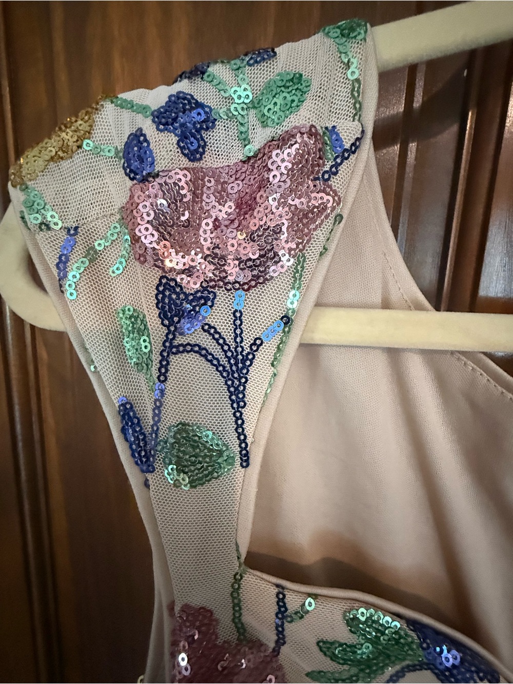 Embellished Floral Sequin Maxi Dress - Picture 8 of 12